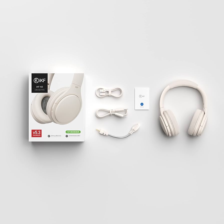 iKF-K2 Noise Reduction Dual Device Wireless/Wired Headset Stereo, Soft Memory Earmuff Low Delay Game Mode Headset Auxiliary Audio Cable is Lightweight