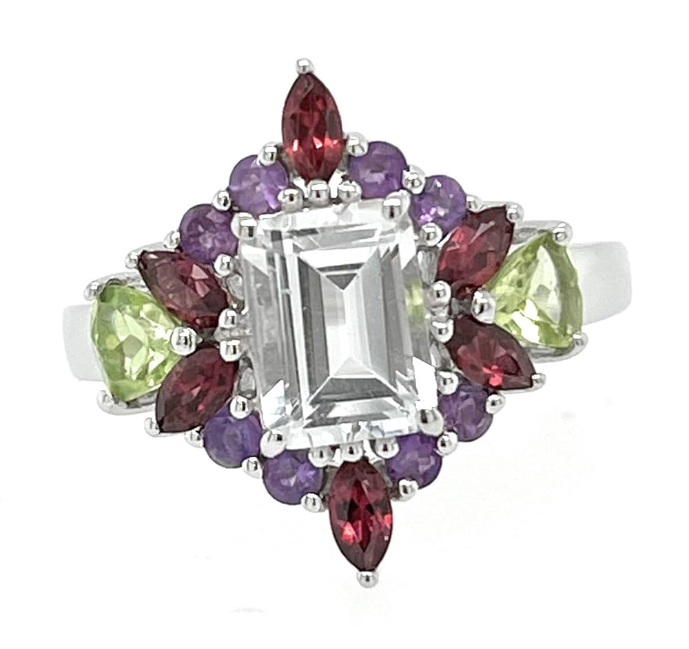 Natural Peridot Garnet Amethyst Multi Gemstone 925 Sterling Silver Holy Cross Pendant Necklace Multi Stone Jewelry Love and Friendship Gift(PD-8330