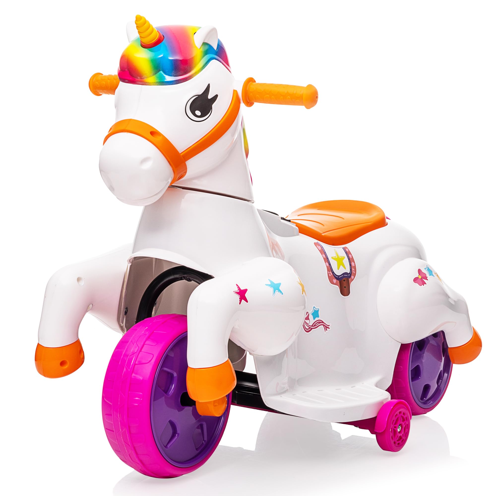 乗り物おもちゃ Mechanical Ride on Gold Unicorn Simulated Horse Riding on Toy Ride-on Pony Cycle :More Comfortable Riding with Gallop Motion for Kids
