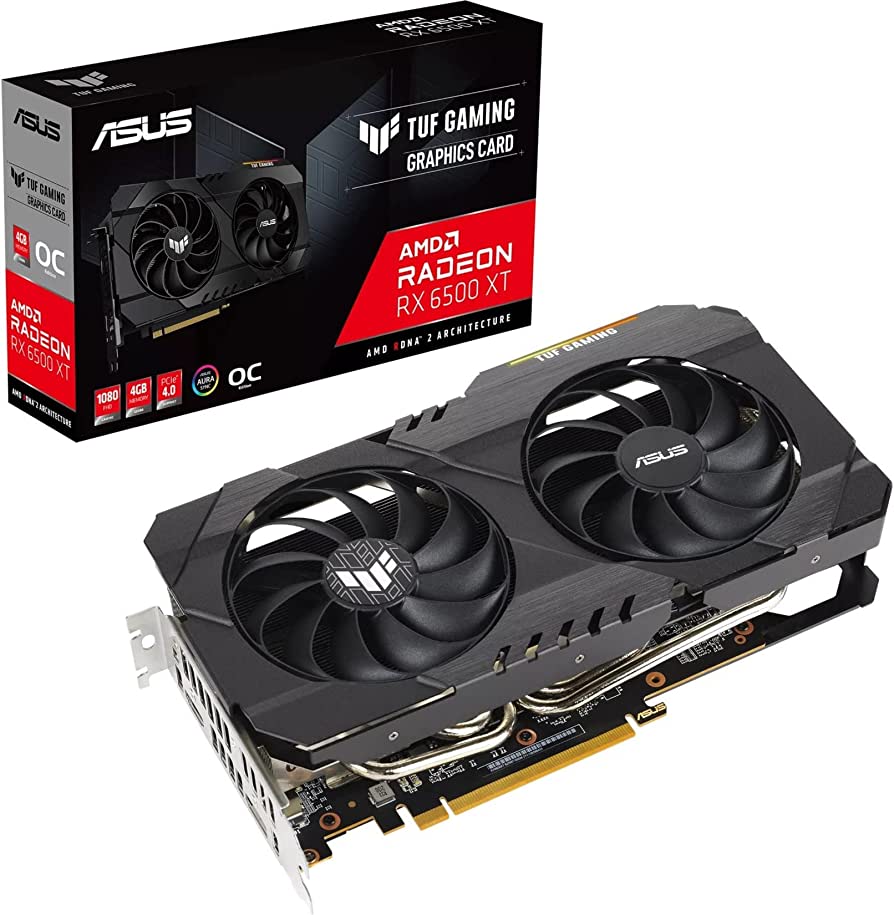 ASUS Dual AMD Radeon RX 6500 XT OCエディション 4GB GDDR6 ゲーミンググラフィックスカード (AMD RDNA 2、PCIe 4.0、4GB GDDR6メモリ、HDMI 2.1、DisplayPort