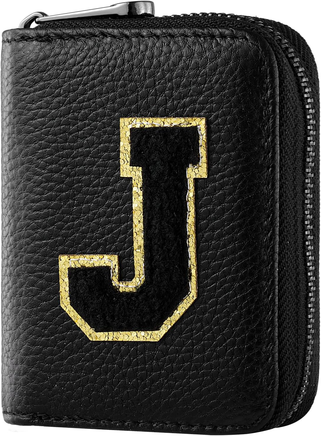 Lightbird Initial Genuine Leather Credit Card Holder Zipper Wall 並行輸入品