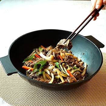 MOOSSE プレミアムエナメル鋳鉄ミニ中華鍋 蓋付き IH対応 コンロ用 調味料不要 26cm並行輸入品