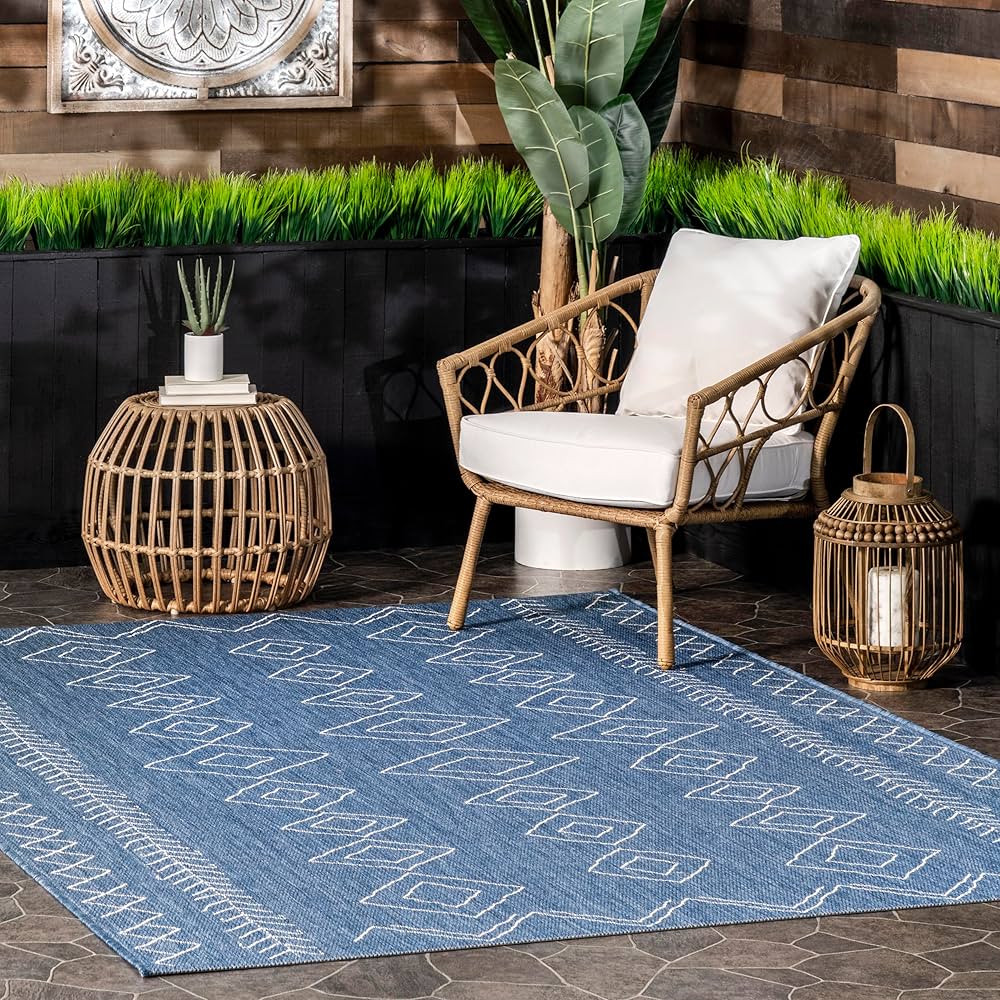 nuLOOM Sierra Moroccan Diamond Outdoor Area Rug, 3\' x 5\', Blue