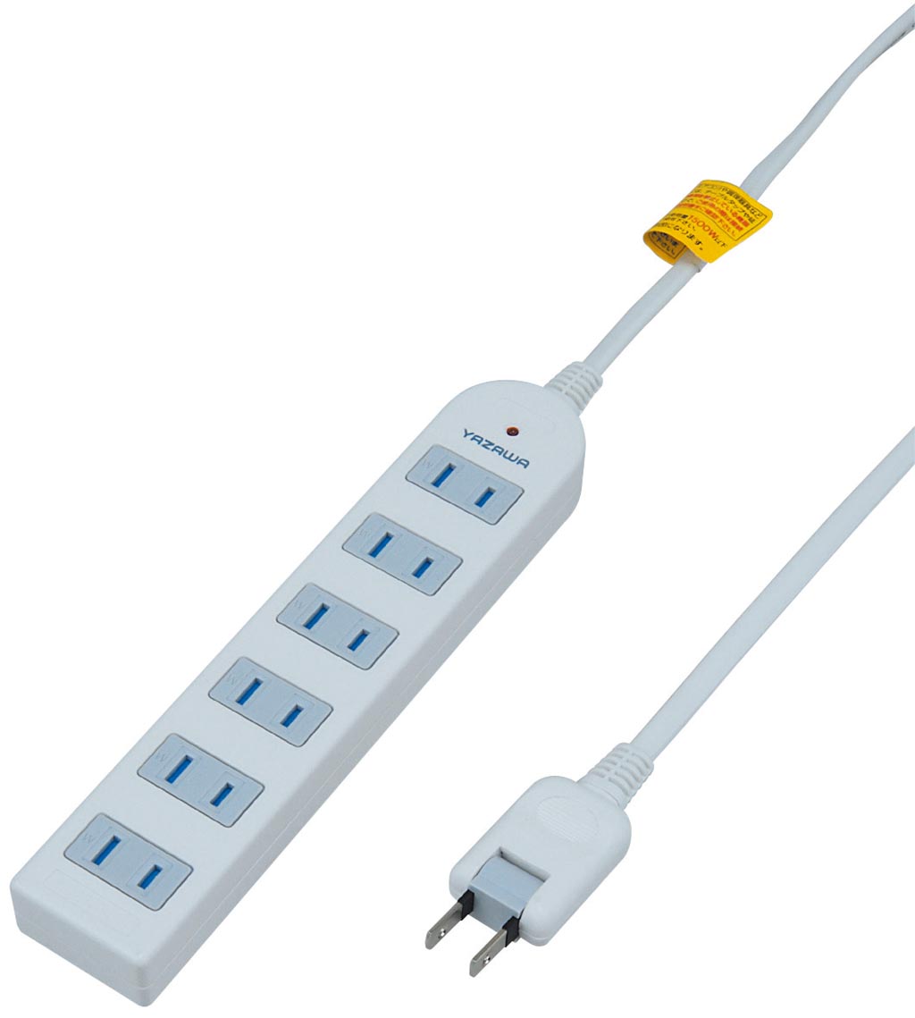 YAZAWA 6個口節電タップ2mホワイトH8S662WHX5