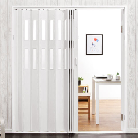 パネルドア アコーディオンドア 木目調 カーテン 間仕切り 幅95 高さ174cm 窓なし 冷暖房効率アップ 2つ連結可能 簡単DIY PVC 目隠し