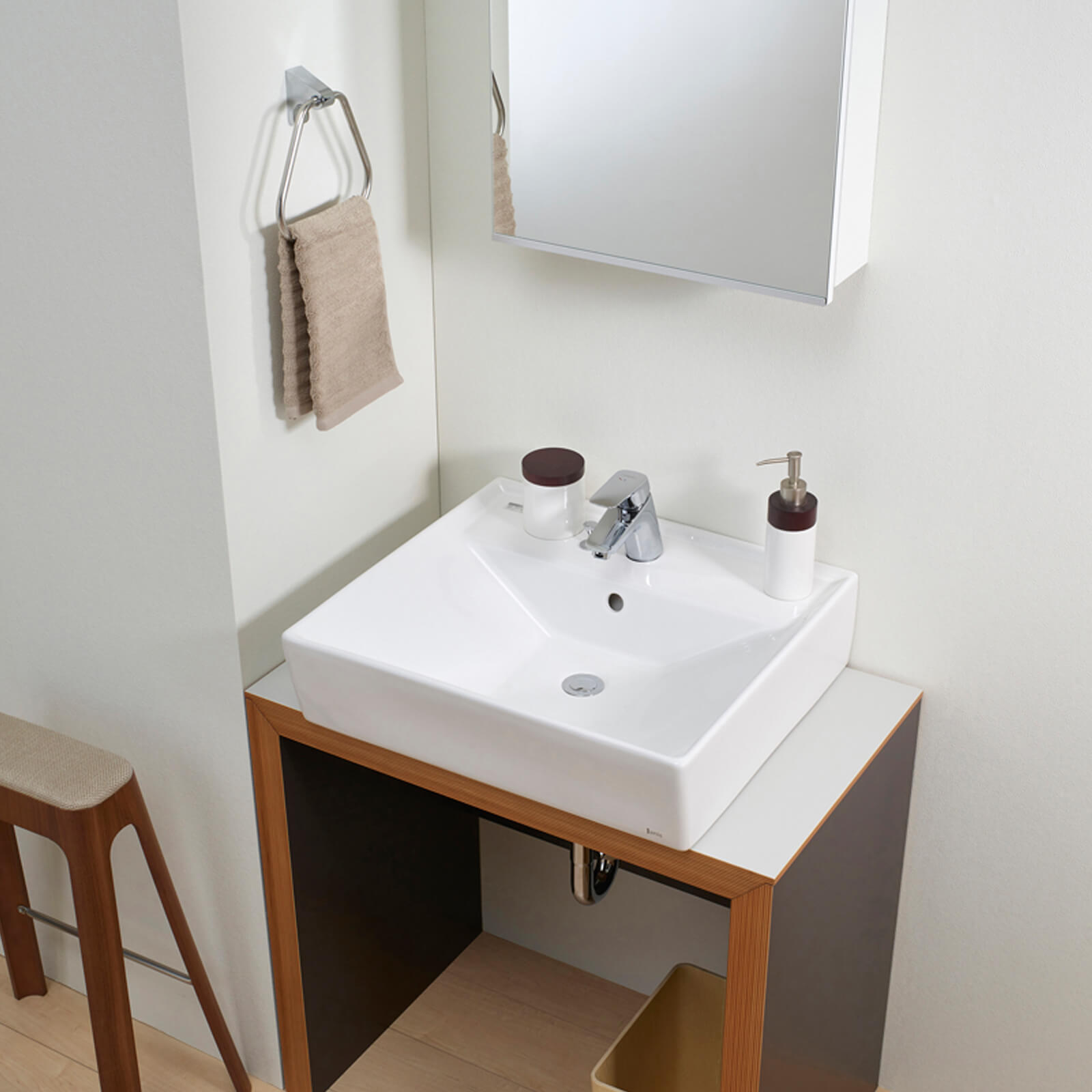 ####Юジャニス/Janisオンボード化粧台 ラインテーブルシリーズ サークルラインキャビ-S 間口600 自動水栓 一般地