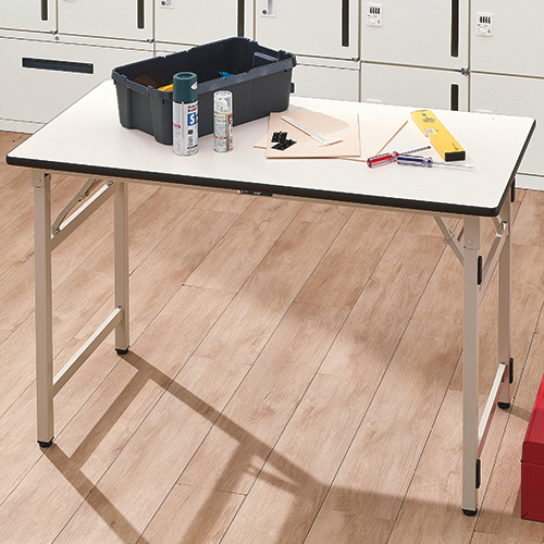 ※法人専用品※藤沢工業 折りたたみテーブル 棚付パネル付 1500×600mm アイボリー アイボリー TW-1560PT