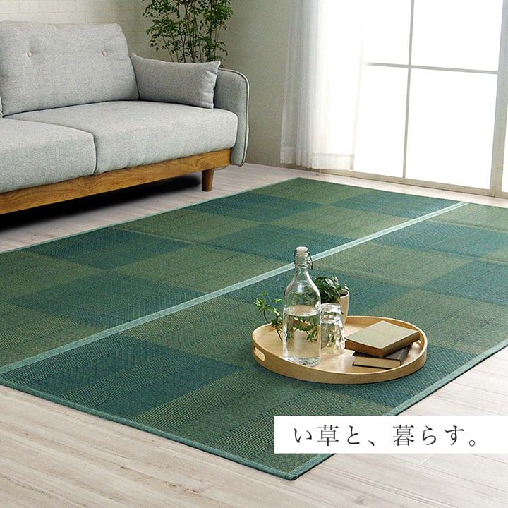 (SALE) い草ラグ 夏用 江戸間4.5畳(261×261cm) ラグマット 日本製 和モダン