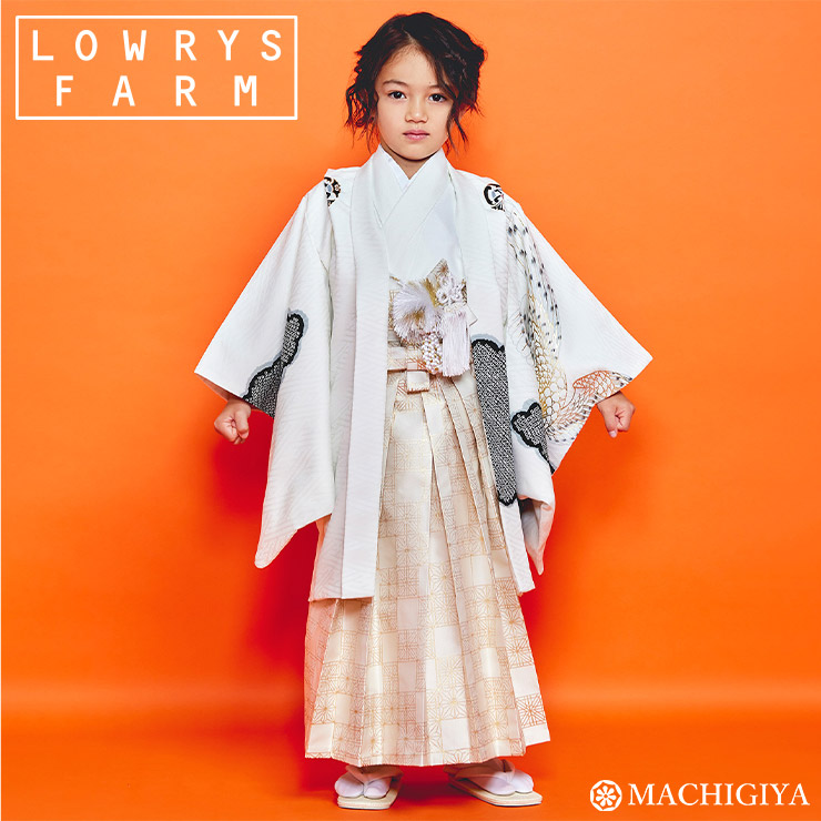 753 七五三 着物 レンタル 5歳 男の子 LOWRYS FARM ブランド着物 黒鷹に雲ｘ黒市松 端午の節句 こどもの日 BY168