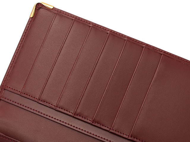 カルティエ 長札入れ 札入れ レディース マストライン ボルドー ゴールド 中古