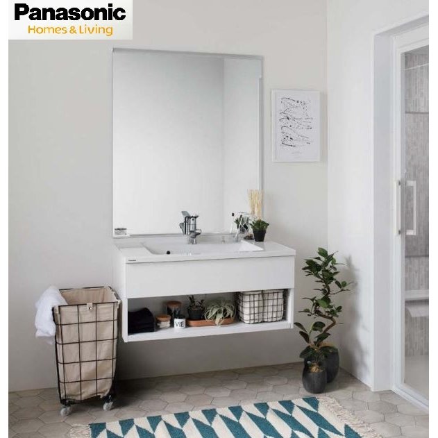 パナソニック Cライン フロート 900mm オープン マルチシングルレバー洗面 メタル 収納付1面鏡 照明なし як∀