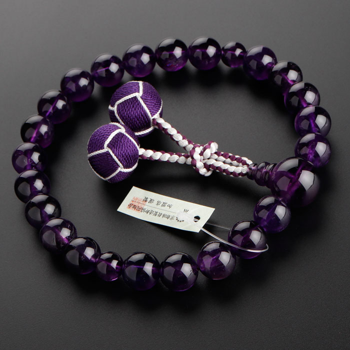 数珠ブレスレット 女性用 男性用 紫水晶 共玉 108珠 小 Pケース入 送料無料 藤雲石 アメジスト 京念珠 腕輪数珠