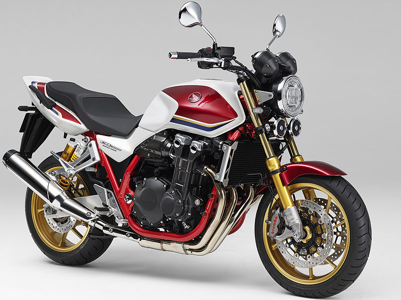 正規品／スウェッジライン CB1300スーパーフォア（CB1300SF) フロントホース＆クラッチホース セット ホースエンド：アルミ/レッド＆ブル…