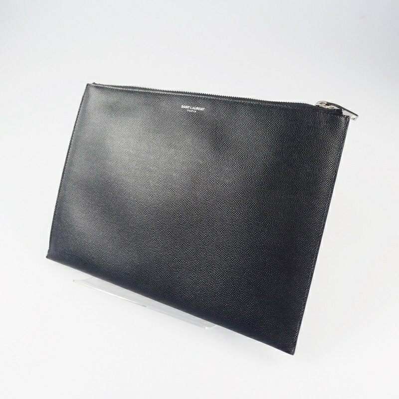 SAINT LAURENT◆セカンドバッグ/レザー/BLK/397294