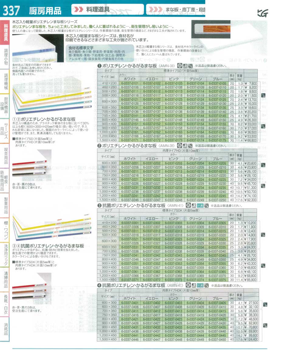 ポリエチレン かるがるまな板 標準タイプ SD 片面5mm ピンク（135232）07-0239-0123 キッチン、台所用品