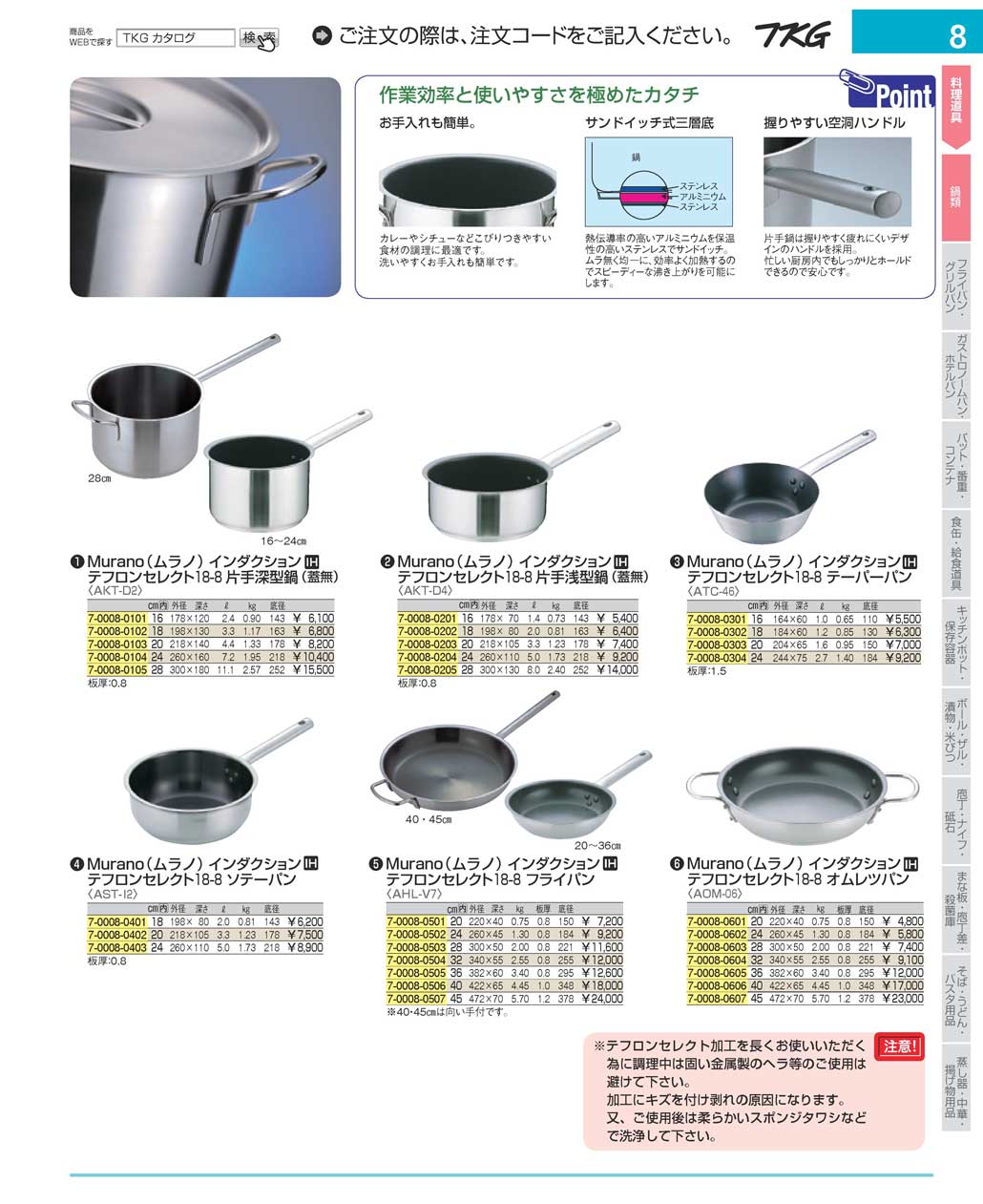 18-8オムレツパン ムラノインダクション テフロンセレクト 24cm AOM0602