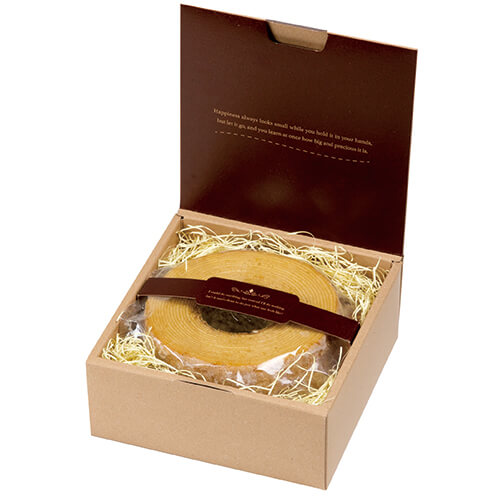 屋号必須 バームクーヘン用紙箱 20-328 ル・ガトースクエア150角 ブラウン 150×150×65mm 1ケース100枚入 ヤマニパッケージ