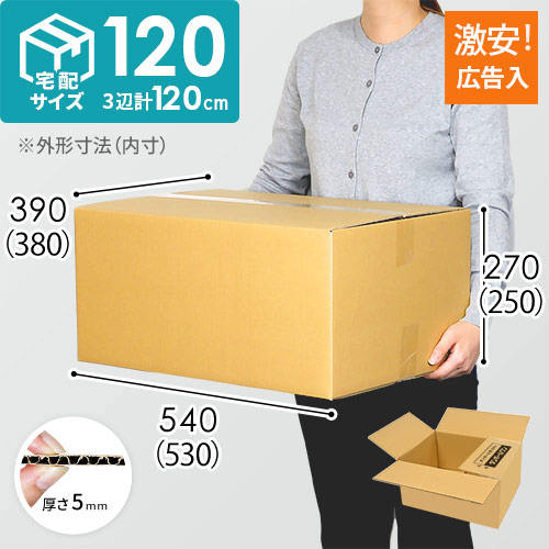 （まとめ）TANOSEE 宅配用ダンボール箱 120-B3 1パック（20枚） 〔×3セット〕