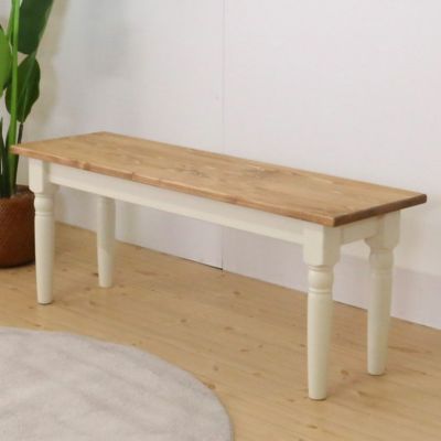 カントリー調 ダイニングテーブル 食卓 単品 パイン材 ツートン 木製 完成品 ホワイト ブルーグレー ラベンダー