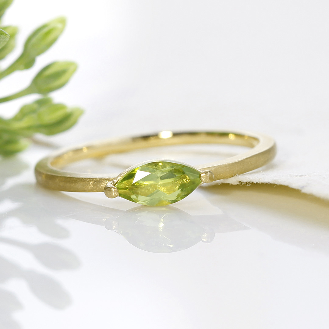 k18 リング レディース ペリドット 指輪 ピンクゴールドk18 エタニティリング ハーフエタニティ 18K 18金 重ねづけ 華奢 ゴールド 8月誕生石 天然石