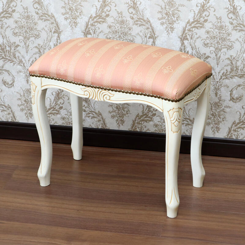 ボックススツール 収納付き 腰掛 お洒落 ロココ調 A0101:四角 ゴールド （ゴールドレッグ）オープン記念