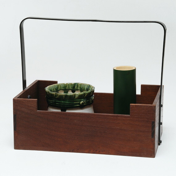 茶道具 / 莨盆 (たばこ盆) 櫛形 (くしがた) 手付莨盆 (黒塗)