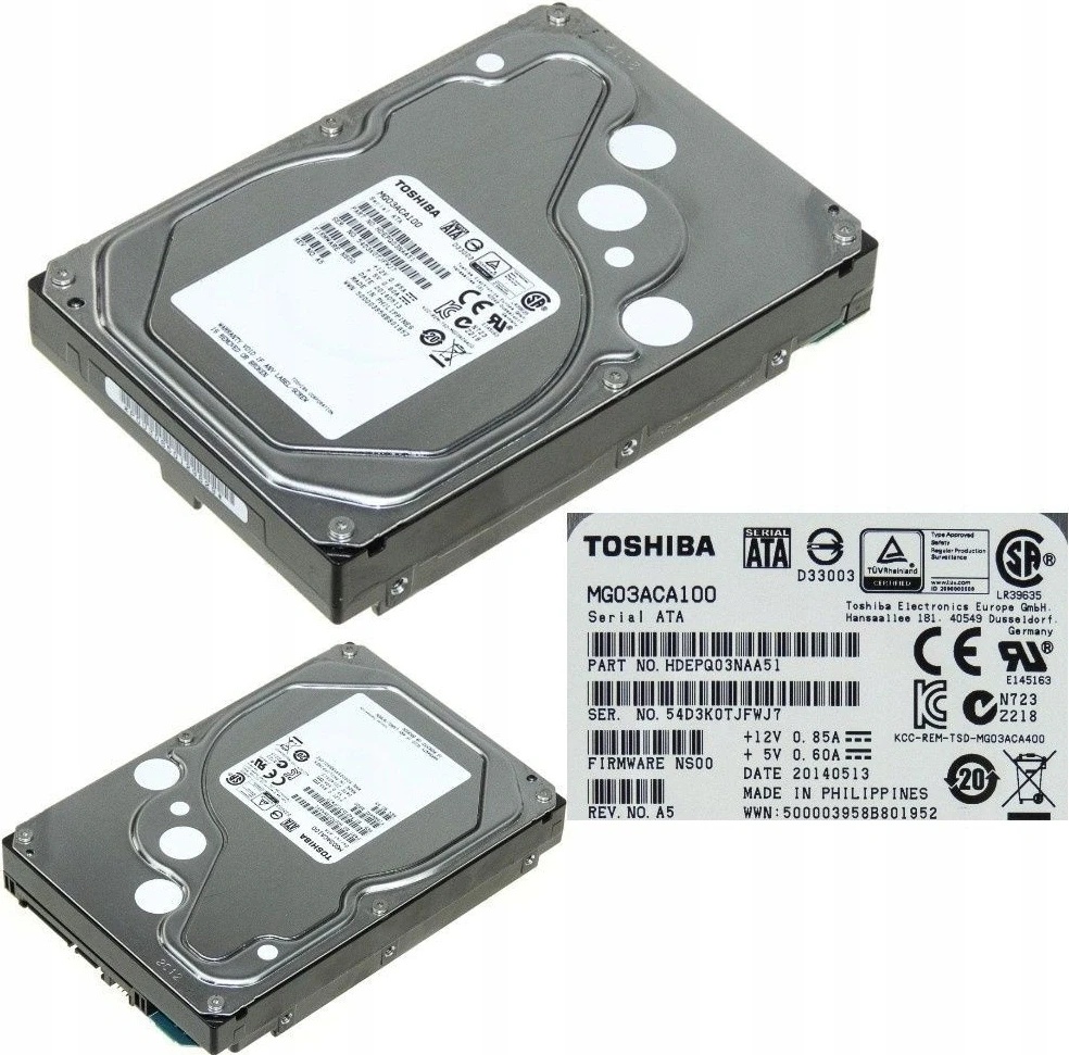 mg03aca100 Toshiba 1tb 7200rpm 3.5インチSATA 6 Gbps 64 MBキャッシュハードDri